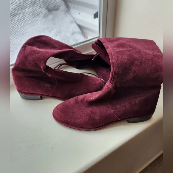 **Stuart Weitzman Suede Lowlands Burgundy Women's Size 4.5 - Picture 3 of 12